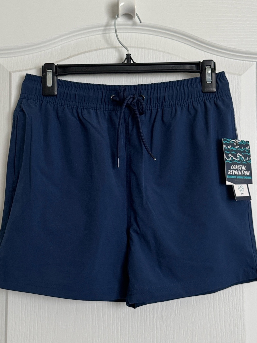 Coastal Revolution Boys Stretch Swim Shorts / Size 18-Navy Blue / Pockets / NEW